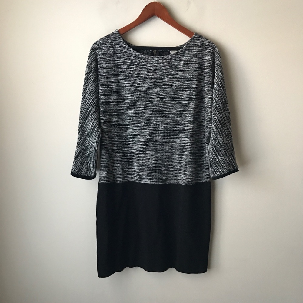 LOFT grey, black and white dress